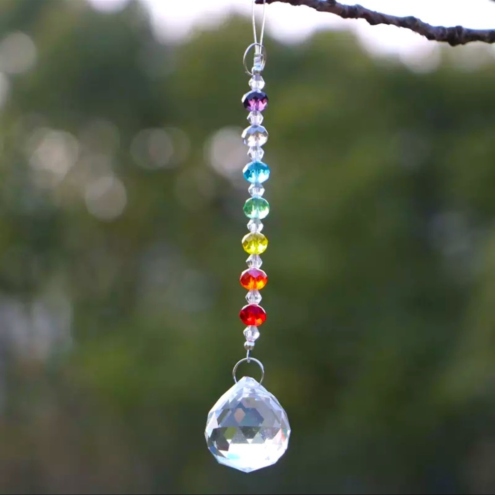 Sun catcherπ chakra crystal diamond ball 20mm rainbow shiny strand beaded decor